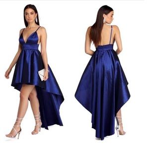 Royal blue high low dress